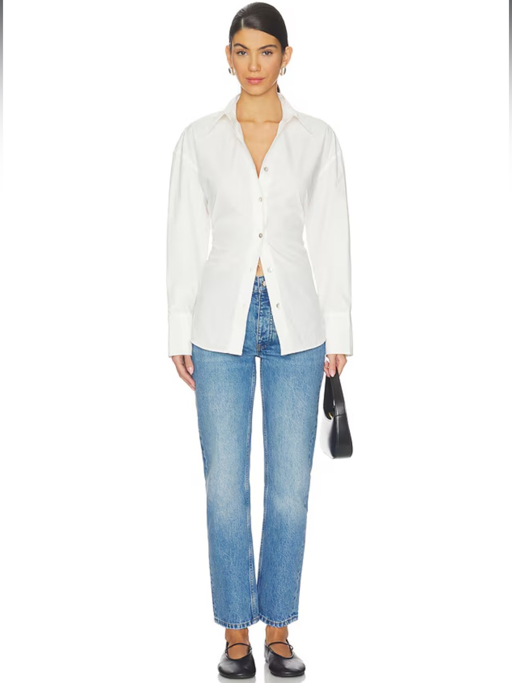NWT Nia Jules Top | White Cotton Button Down